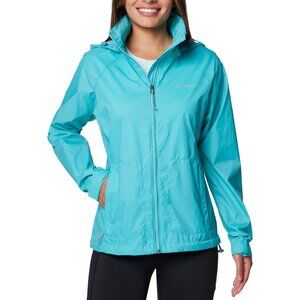Columbia Womens XL Switchback IV Rain Jacket Windbreaker Hoodie Zip Up Blue